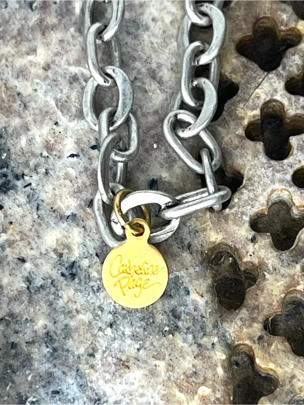 Catherine Page 31” Silver Tone Link Necklace with Waterfall Pendant